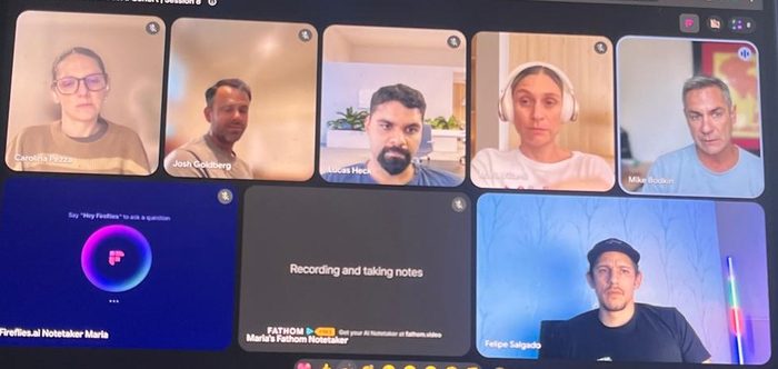 Clase online en vivo: Felipe y los participantes de la cohorte conectados por videollamada